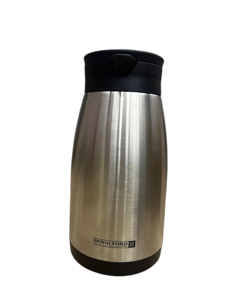 Royalford Coffee Pot 1000ML/33.5oZ | Stainless Steel Thermal Carafe | 24 Hour Heat & Cold | Water Jug Airpot Flask | Double Walled Vacuum Insulated Coffee Pot with Press Button | Ideal for Coffee Tea