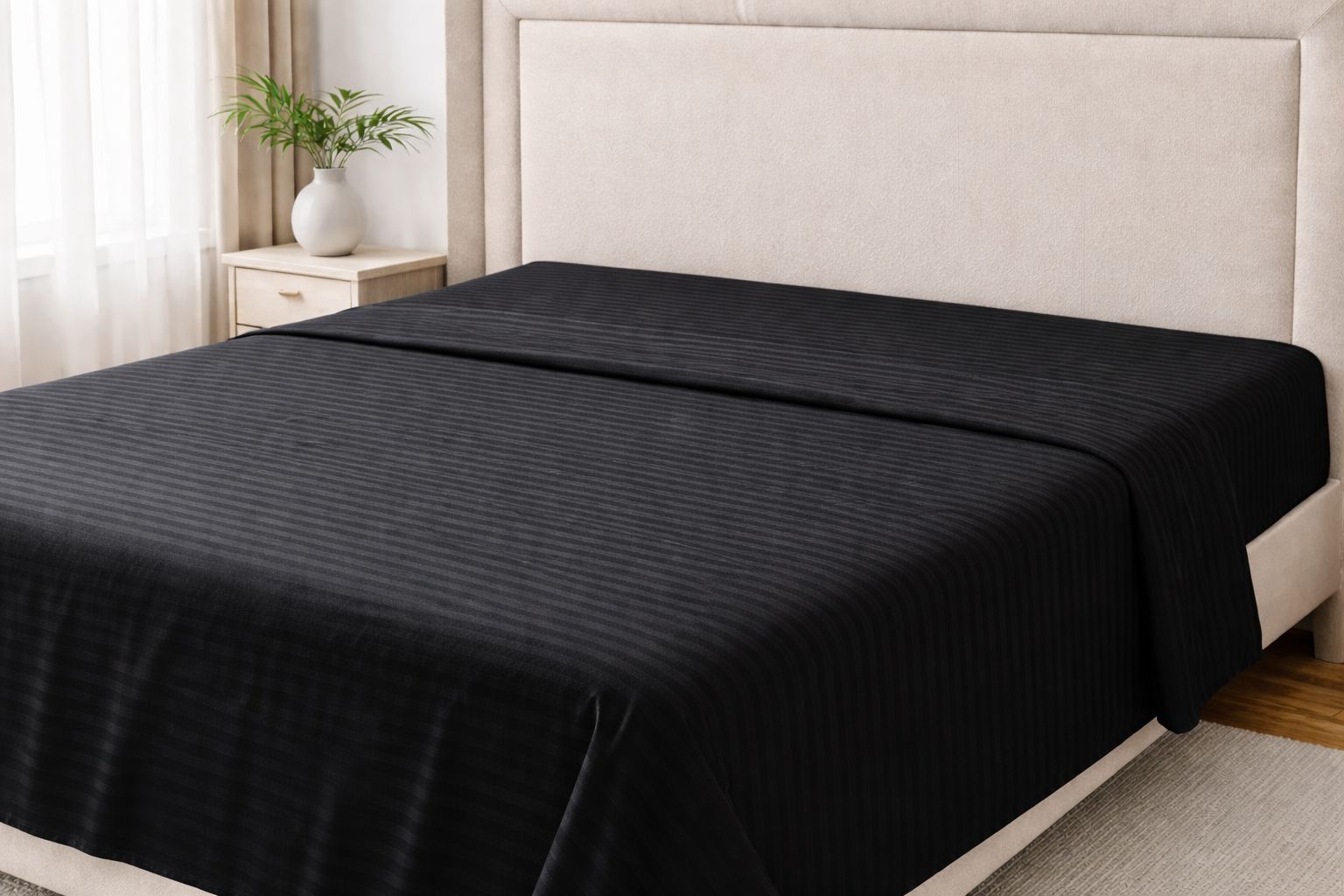 Home of Linens Striped Cotton Flat Bed Sheet – Single Piece – Safqqa Egypt