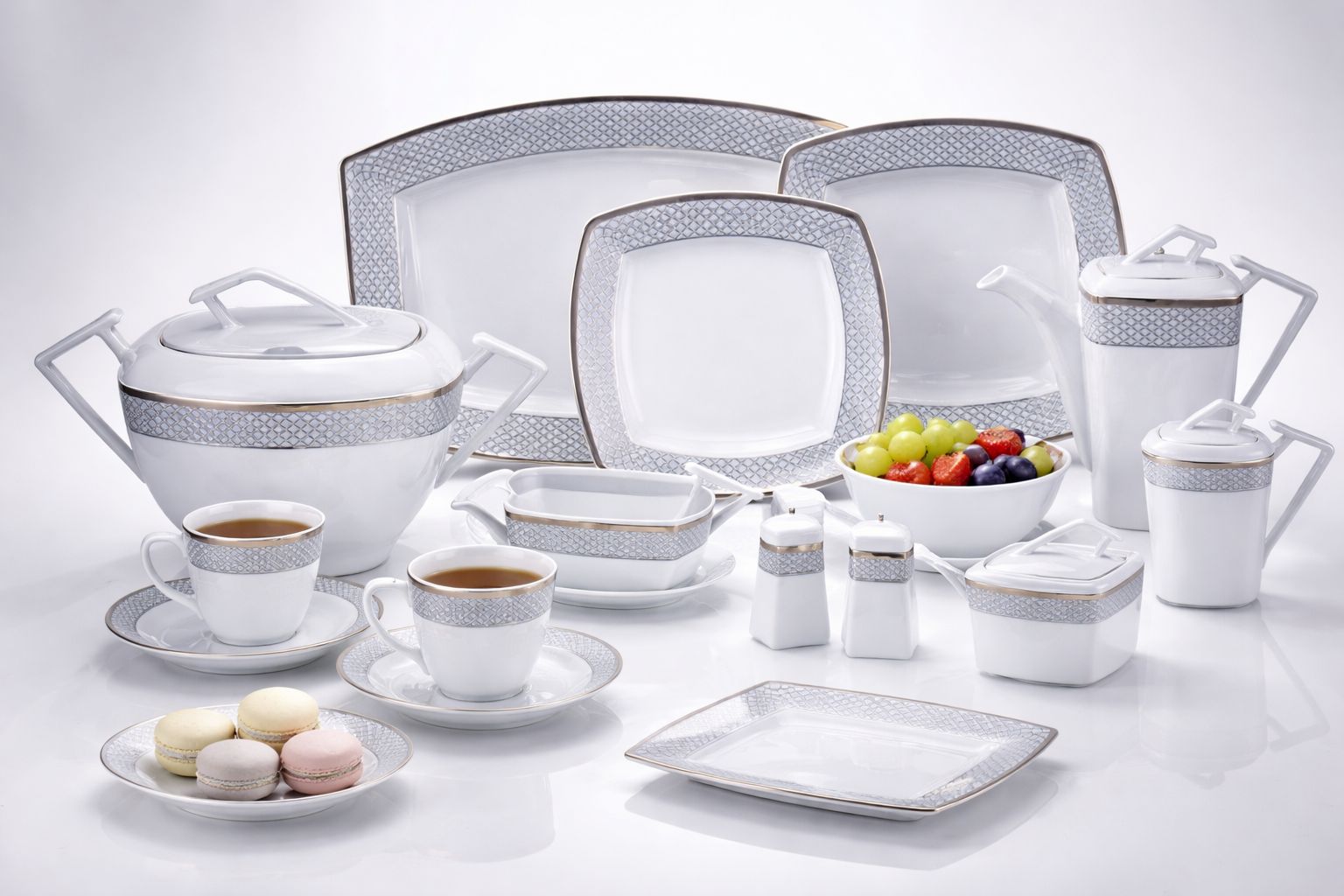 طقم بورسلين راك 69 قطعة تصميم أنيق للمائدة الكاملة