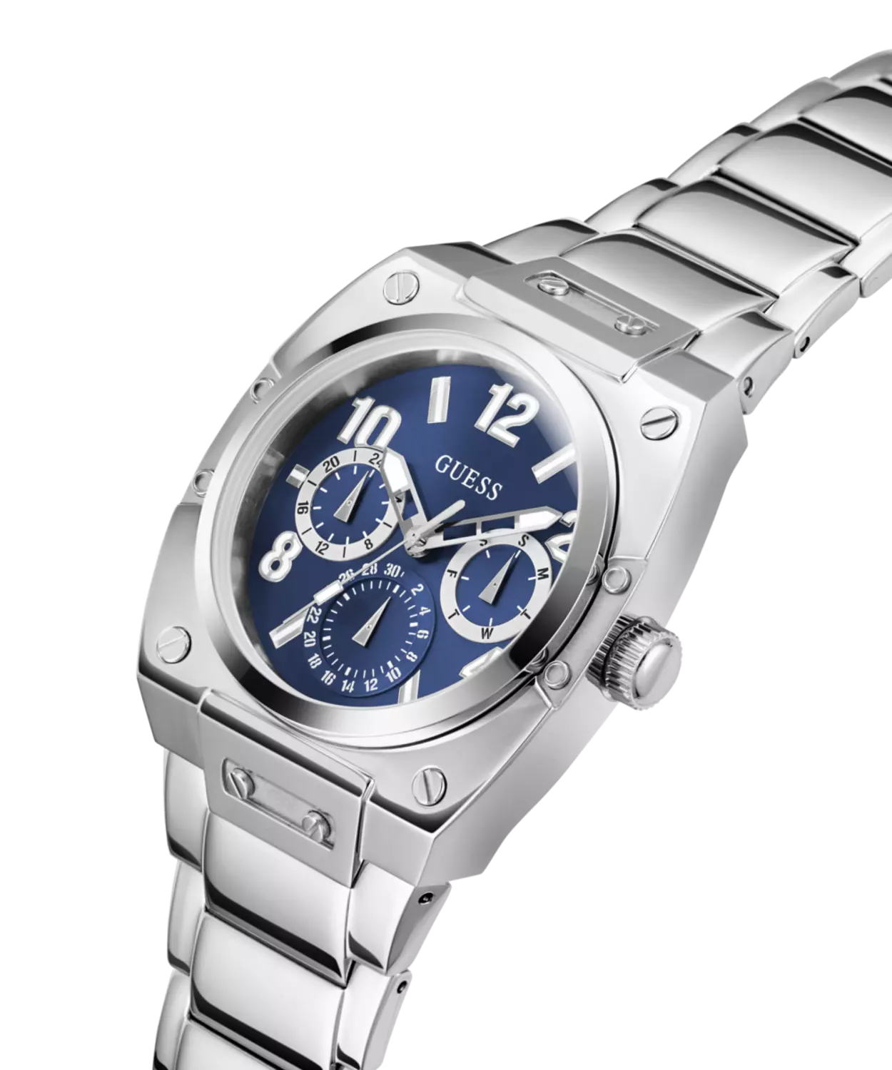 Guess Men's Silver Tone Stainless Steel Bracelet Watch