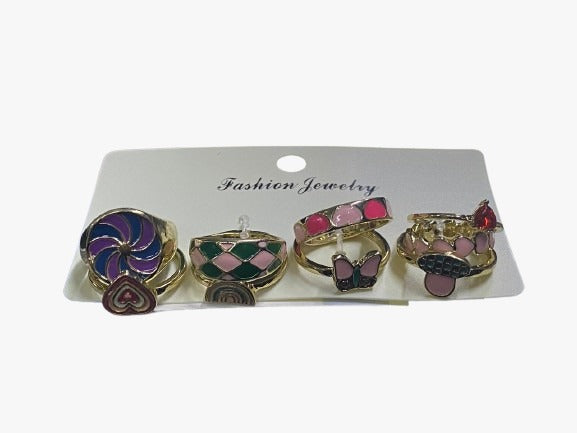 Generic Open ring in the shape of purple hearts