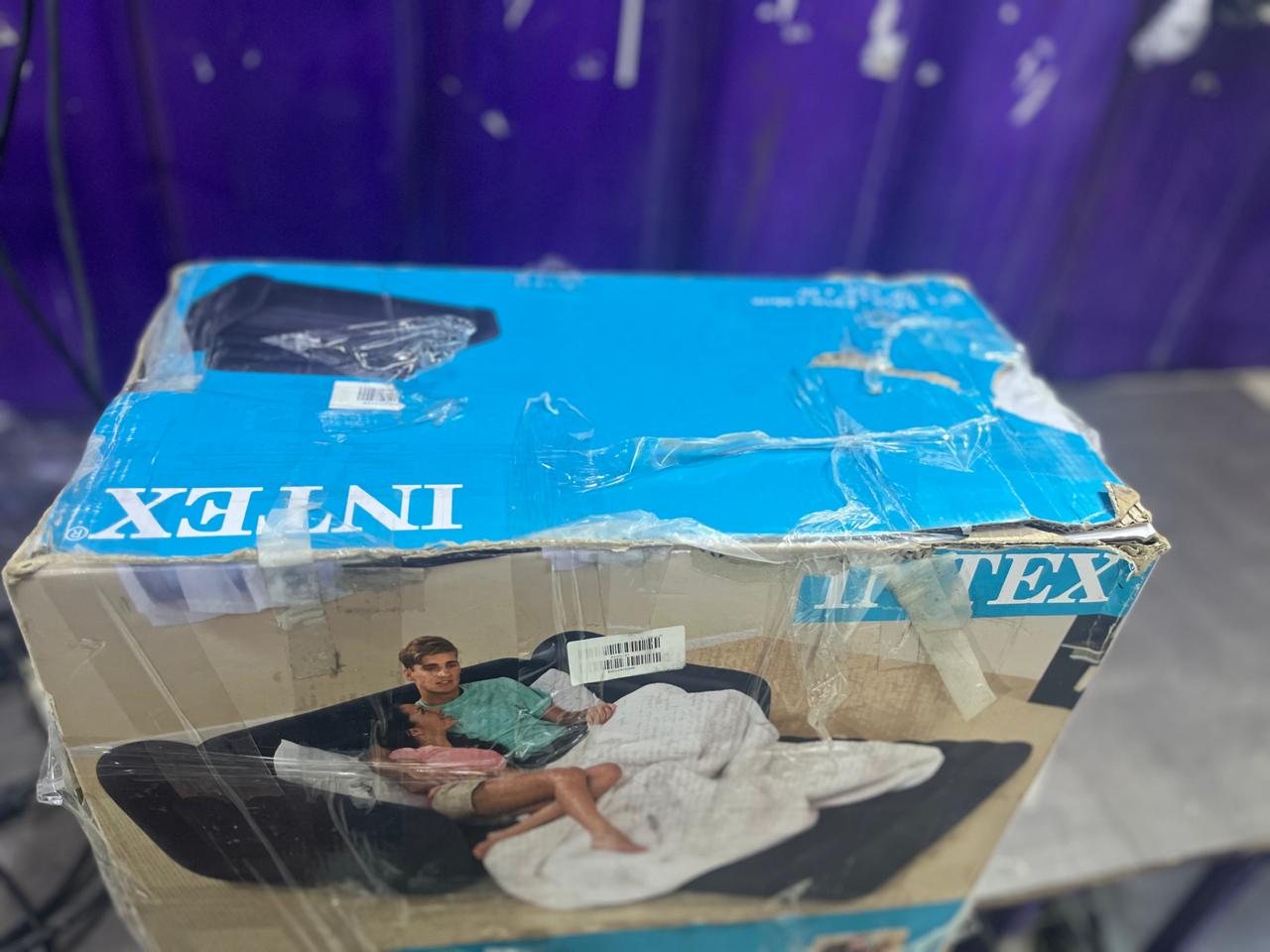 Intex Inflatable Sofa Bed 68566, 193 x 221 x 66 cm, Convertible Air Sofa, Black- Damage Box