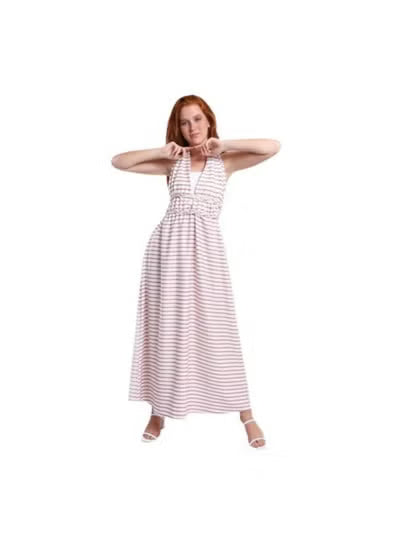 فستان Generic مخطط للنساء بدون ظهر وطويل، يجمع بين الأناقة والراحة للمناسبات اليومية أو الخاصة. يتميز بتصميم بلا ظهر وخطوط عمودية تضيف لمسة من الأناقة وتطيل القامة.