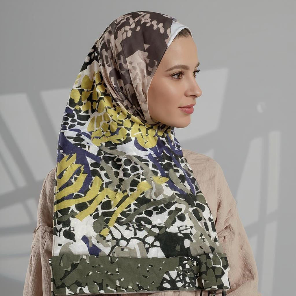 Glitter Stylish Printed Chiffon Scarf -Multicolour