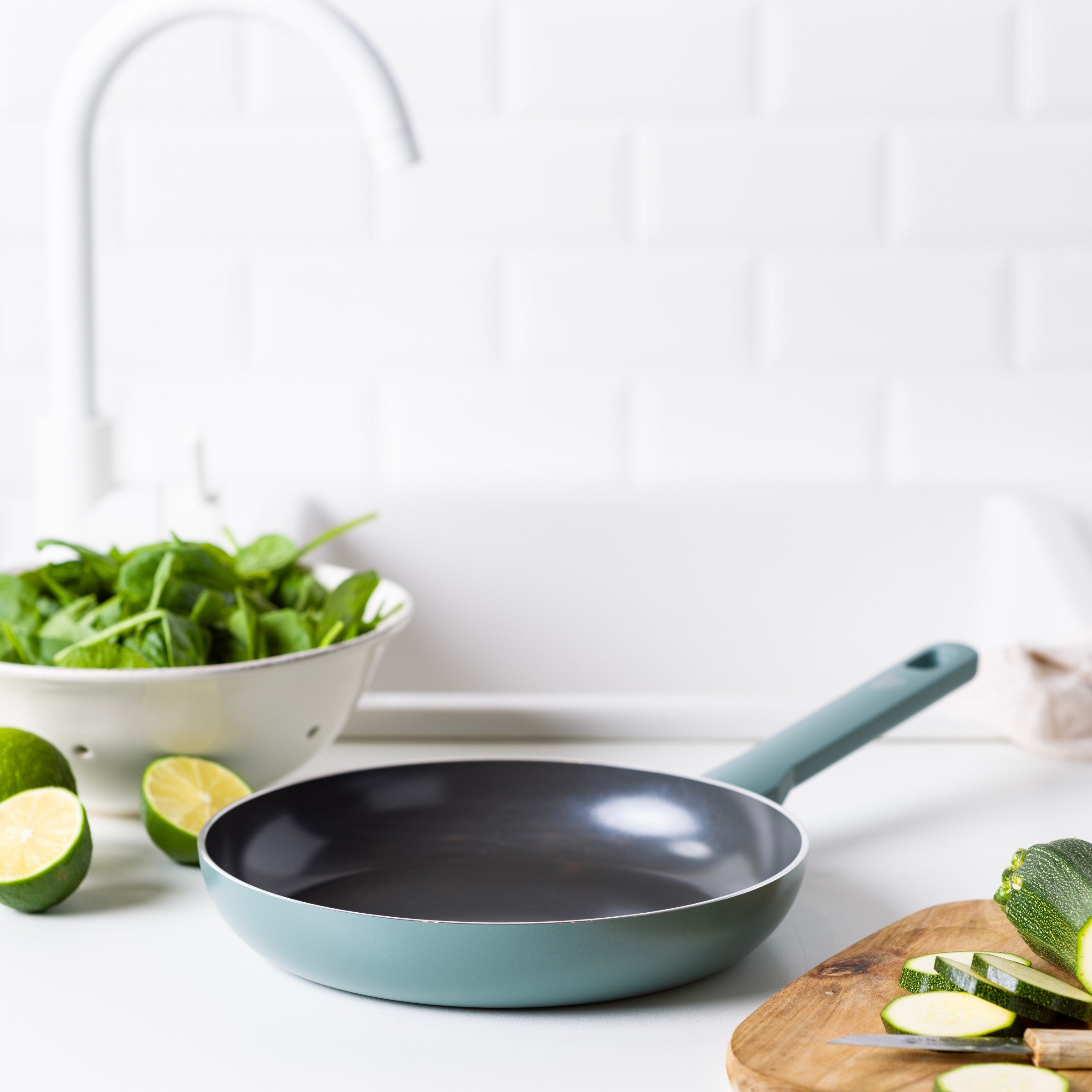 GreenChef Frying Pan Tones Smokey Blue - Ceramic Non-Stick - Safqqa Egypt