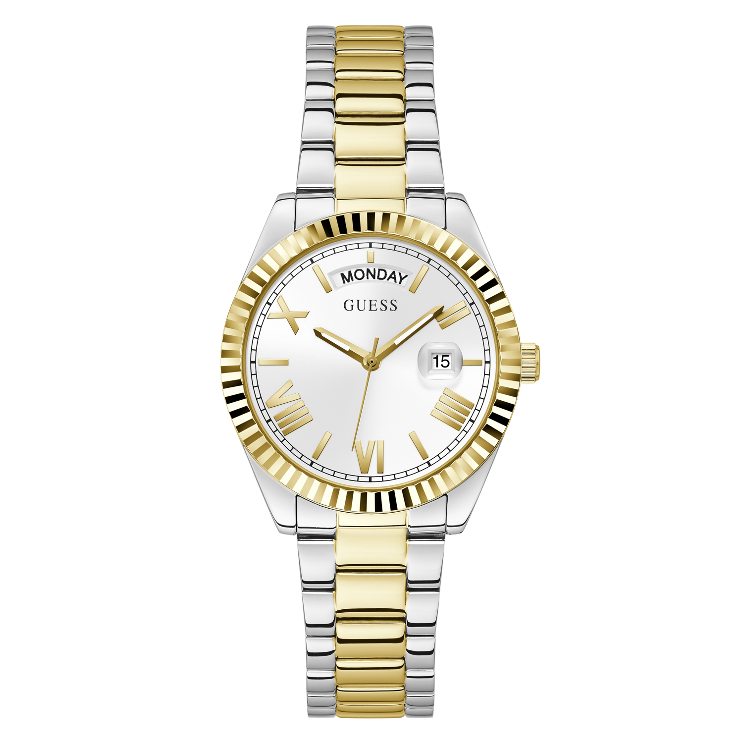 GUESS Ladies Two-Tone Day/Date Dress Watch