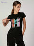 Sustainable Printed T-shirt with Round Neck and Cap Sleeves - Safqqa Egypt