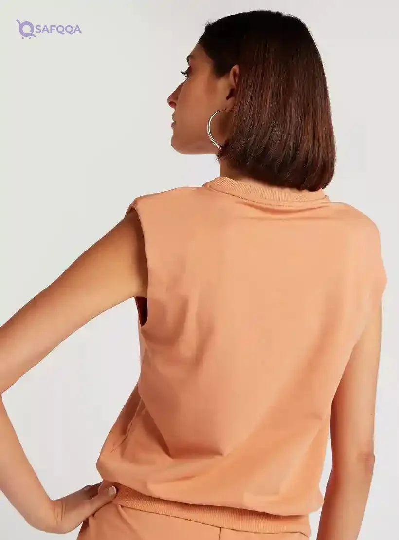 Solid Sleeveless T-shirt with Crew Neck - Safqqa Egypt