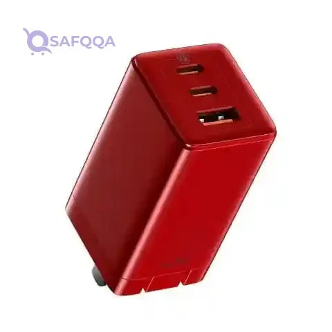 Baseus 65W GaN3 Pro 2 Type-C + 1 USB Port Wall Fast Charger with CN Standard Plug, Red - Safqqa
