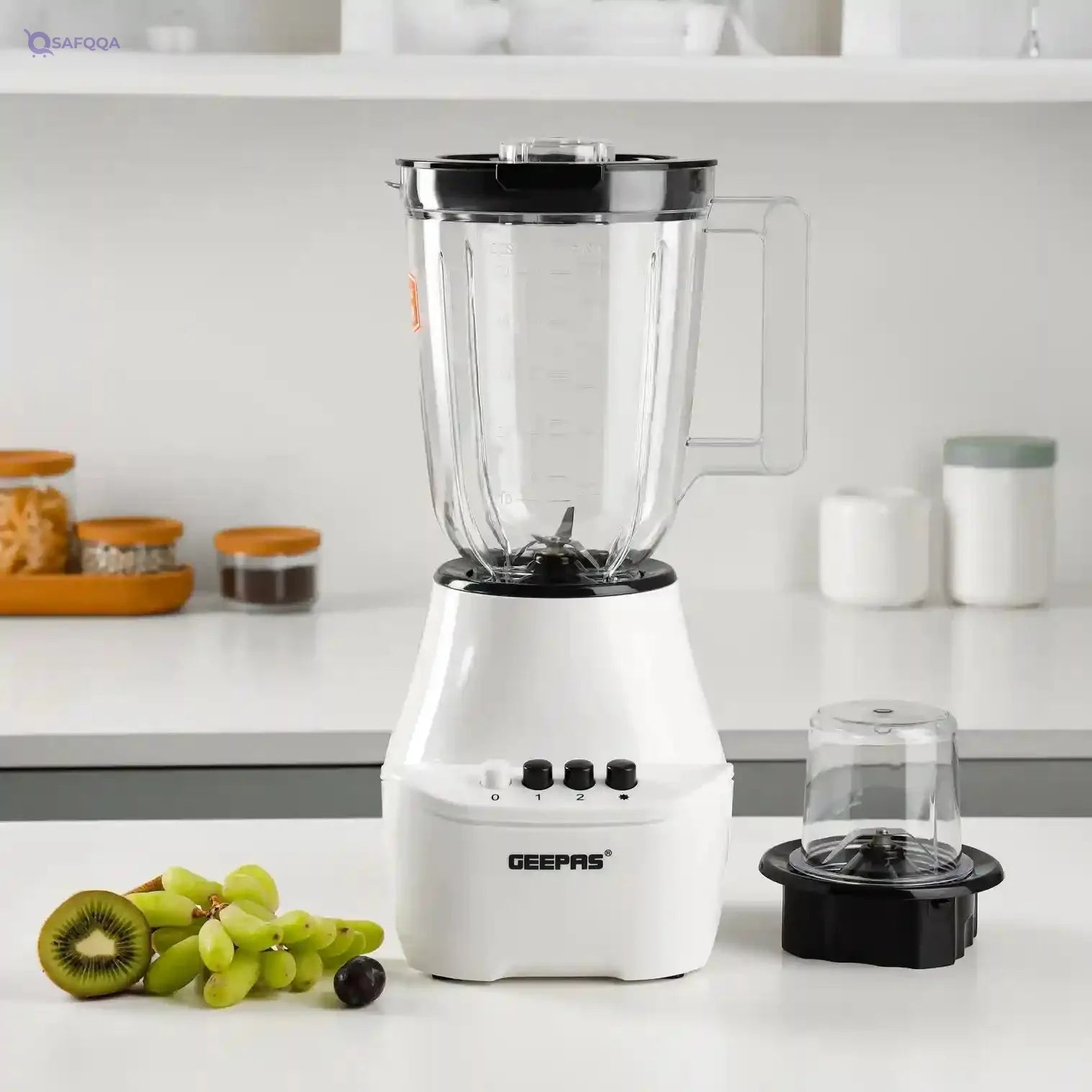 Geepas GSB5409 400W 2 in 1 Blender - Stainless Steel Blades, 4 Speed Control with Pulse | Over Heat Protection| Ice Crusher, Chopper, Coffee Grinder & More - Safqqa Egypt