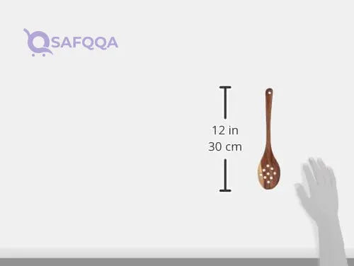 Tornado Wooden Slotted Spoon ,Small ,Brown - Safqqa