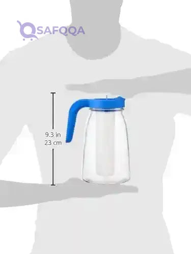 Borgonovo Serving Jug with Freezer Stick, Lid and Filter, 1.5 Liters - Blue & Clear - Safqqa Egypt