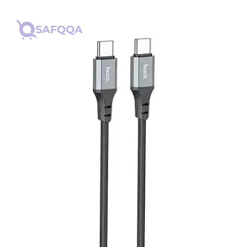 Hoco X86 Spear Silicone Fast Charging & Data Cable USB-C to USB-C – Black - Safqqa