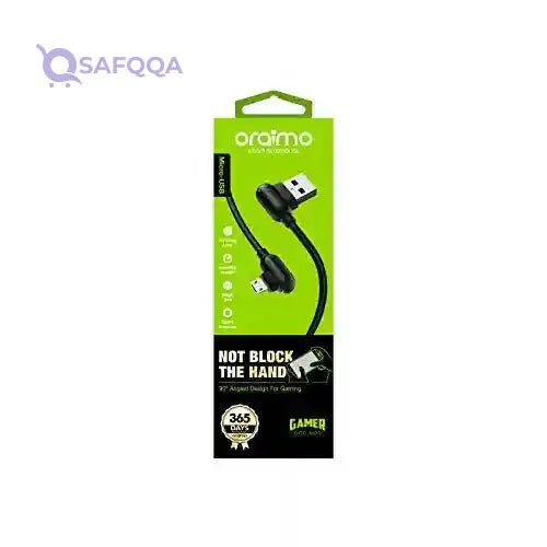 Oraimo Data Cable OCD-M23 Not Block the Hand gaming Cable Black - Safqqa Egypt