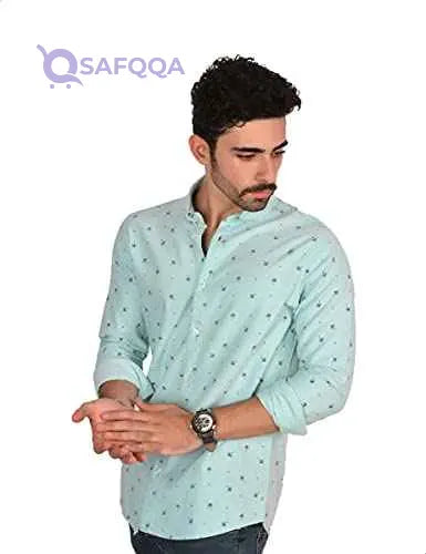 White Rabbit Printed Regular Fit Long Sleeves Shirt for Men - Size M - Safqqa Egypt