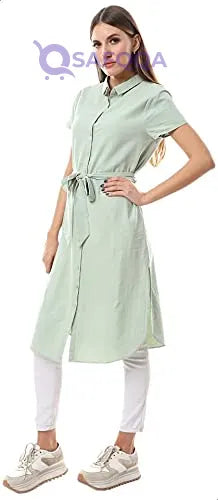 Ravin Shirt For Women  Waist-Tie  and Short Sleeves Modern and stylish look - Safqqa
