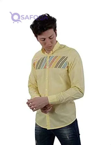 White Rabbit Men's Long Sleeve Shirt with Front Stripe Print - Size L - Safqqa Egypt