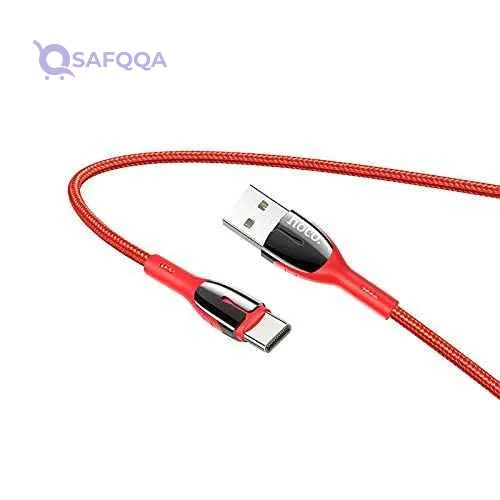 Hoco u89 - charging data cable type-c - for samsung huawei oppo xiaomi - red - Safqqa