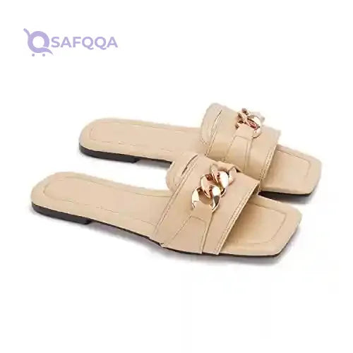TGS Women's Side Chain Slipper Flip Flop, Beige, 40 EU - Safqqa Egypt