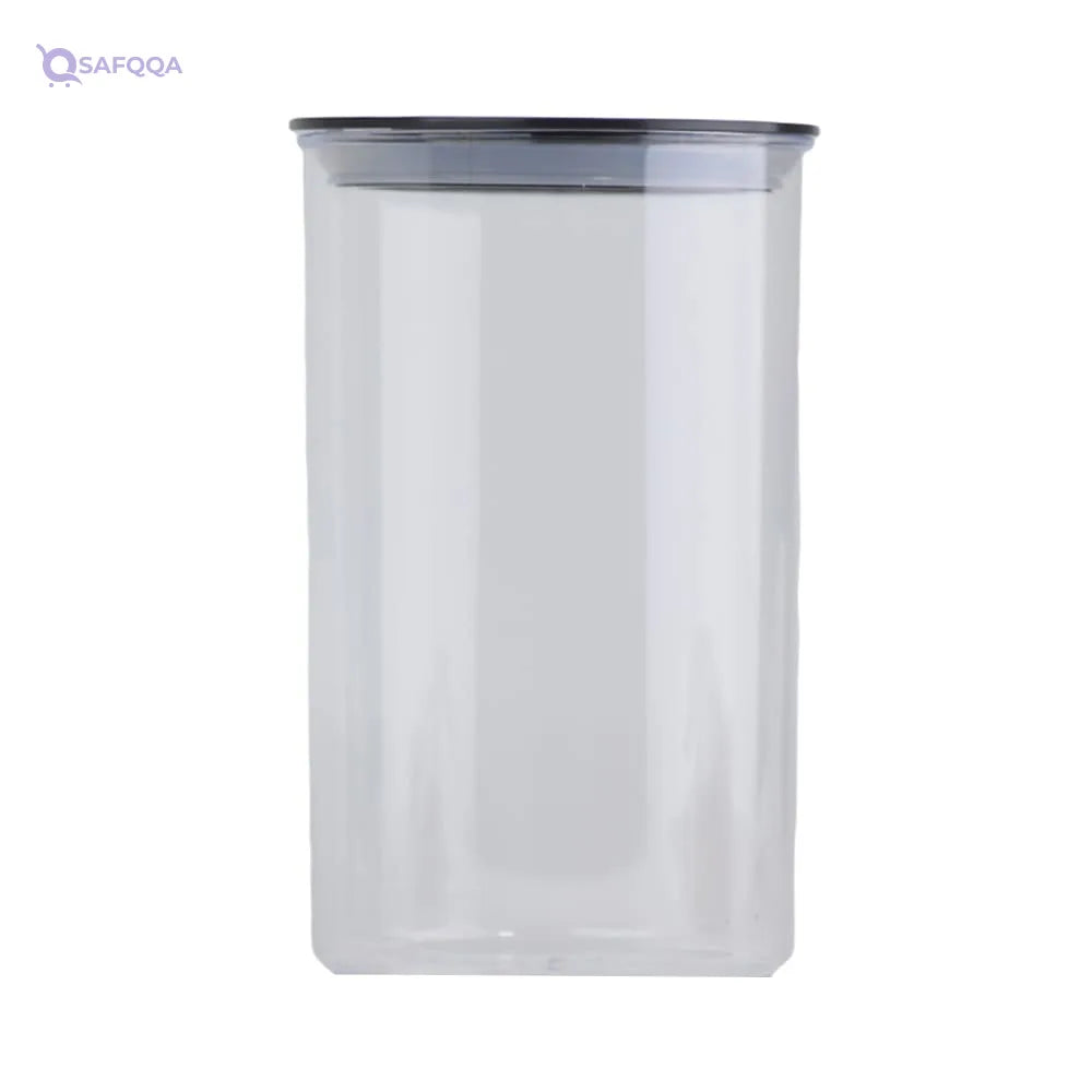 Generic Acrylic circle food storage box ,2000 ml, black clear - Safqqa