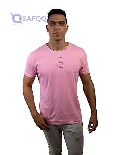 Hero Basic Contrast Neckline EmbroideRed Cotton T-Shirt For Men - Safqqa Egypt
