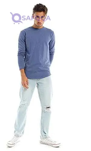 Ravin Men's Soft Plain Round Neck Long Sleeves Basic T-Shirt - Safqqa Egypt