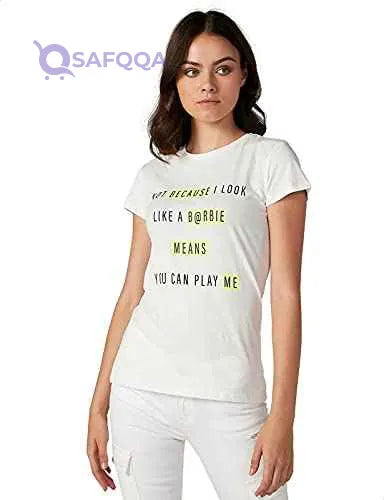 Splash Printed Words Short SLeeves Cotton T-Shirt for Women - Safqqa Egypt