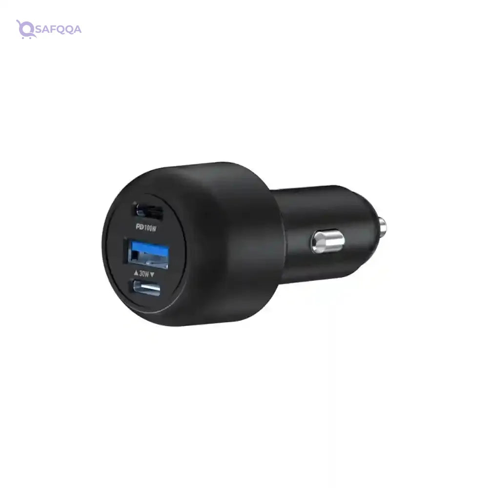 Powerology Charger In Car 130W X2 PD Port & X1 Q.C Port - Black - Safqqa