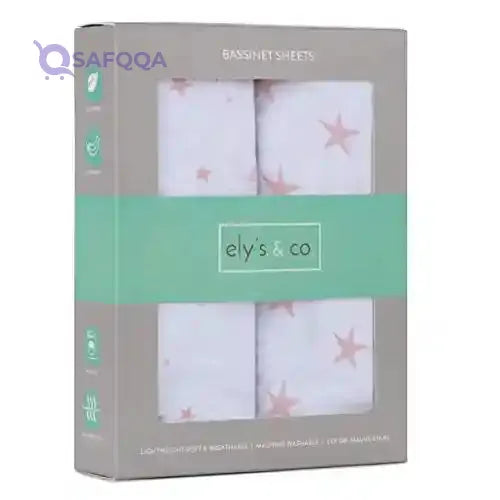 Ely’s & Co. Patent Pending Waterproof Bassinet Sheet 2-Pack Set for Baby Boy - 100% Cotton, Jersey Knit Cotton Sheets with Waterproof Lining - Safqqa