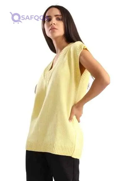 In-Vested In You Sweater Vest-Yellow-one size - Safqqa