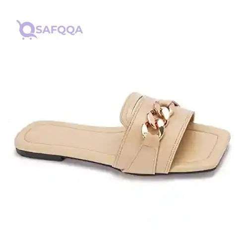 TGS Women's Side Chain Slipper Flip Flop, Beige, 40 EU - Safqqa Egypt