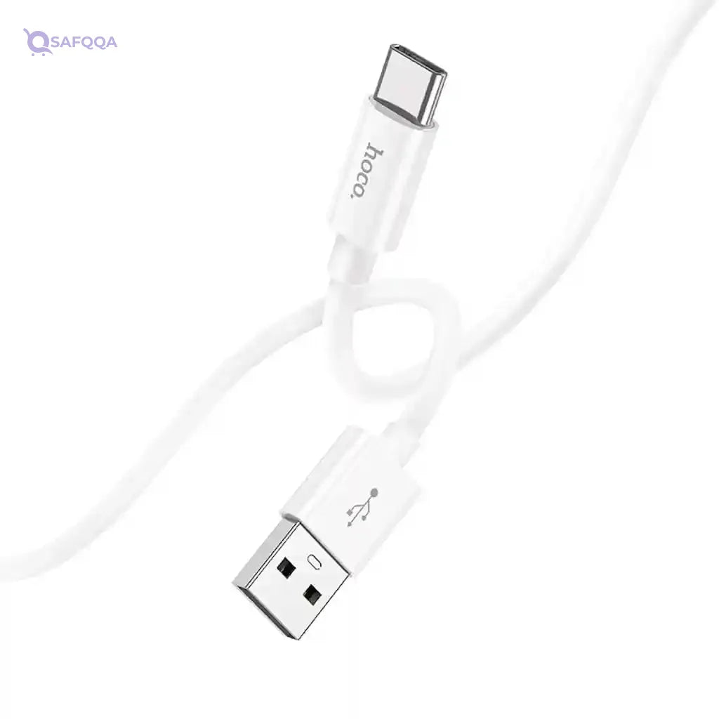 Hoco X87 - Magic Silicone Charging And Data Transmittion Cable (3A - 1M), USB-C Plug Compatible With Samsung Huawei Xiaomi Oppo - White - Safqqa