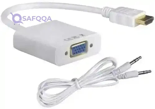 Generic 1080P HDMI Male to VGA Female Video Converter Adapter Cable WITH AUDIO For PC DVD HDTV Compatible with PCs, laptops, DVD players, HDTVs, and more - Safqqa