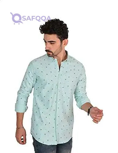 White Rabbit Printed Regular Fit Long Sleeves Shirt for Men - Size M - Safqqa Egypt