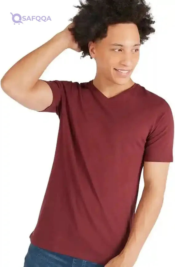 Splash Mens Vneck Solid T-Shirt - Safqqa Egypt