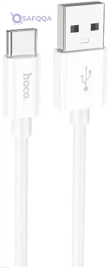 Hoco X87 - Magic Silicone Charging And Data Transmittion Cable (3A - 1M), USB-C Plug Compatible With Samsung Huawei Xiaomi Oppo - White - Safqqa