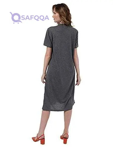 Jamila Cotton Round-Neck Short-Sleeve Side-Slits Longline Top For Women - Safqqa Egypt