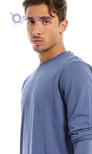 Ravin Men's Soft Plain Round Neck Long Sleeves Basic T-Shirt - Safqqa Egypt