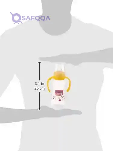 Nice baby feeding bottle with hand 280ml yellow - Safqqa