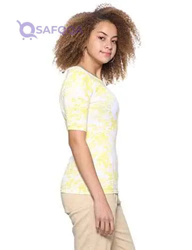 Splash Floral Pattern Boat Neck Short Sleeves Blouse for Women - Safqqa Egypt