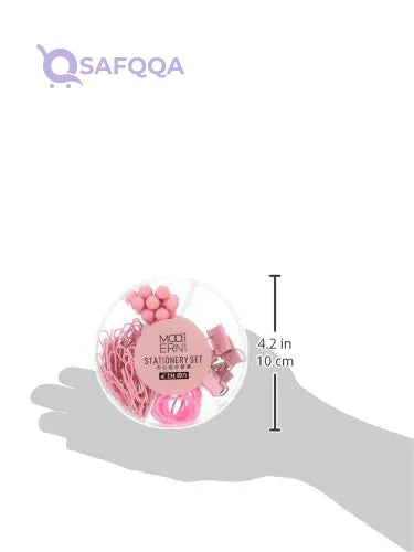 DL Stationery Set Of Push Pins, Paper Clips, Bulldog and Rubber Band Pink,Coordinated in a stylish pink color. - Safqqa