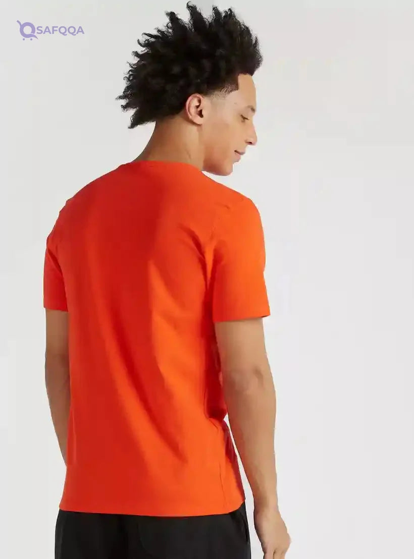 Solid V-neck T-shirt with Short Sleeves - Safqqa Egypt