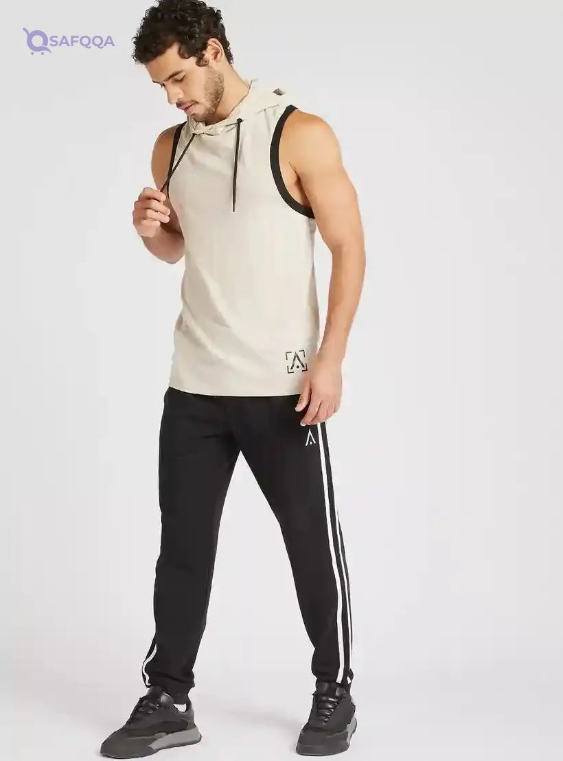 Solid Sleeveless T-shirt with Hood - Safqqa Egypt