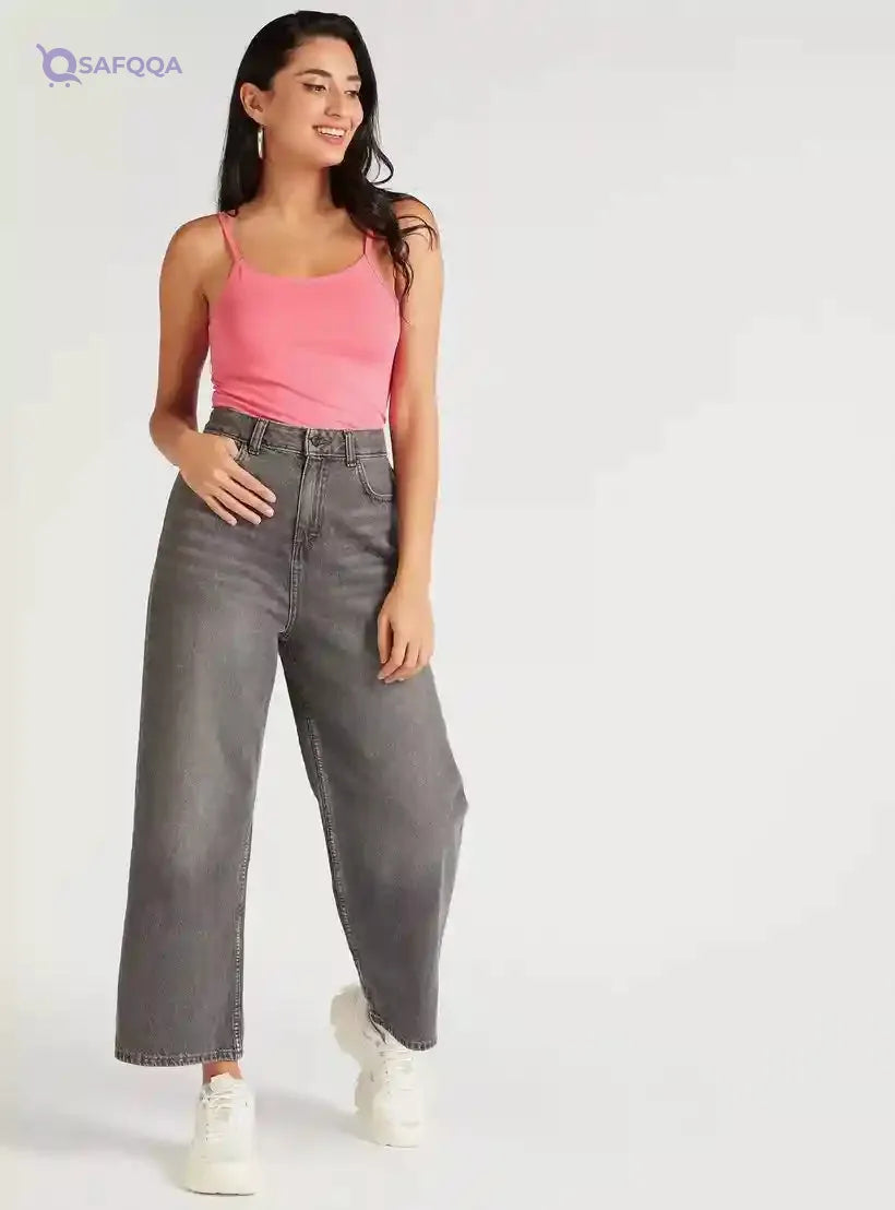 Solid Spaghetti Camisole with Scoop Neck - Safqqa Egypt