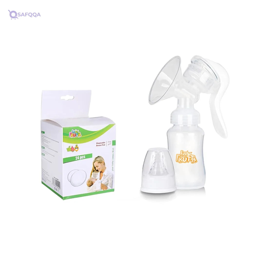 La Fruita (modern plain neck breast milk pump + 24 pieces of breast pads),Made from safe, BPA-free, and durable materials. - Safqqa
