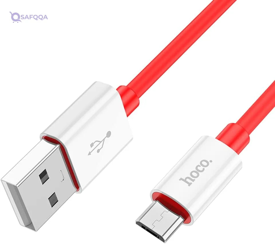 Hoco X87 - Magic Silicone Charging And Data Transmittion Cable (2.4A - 1M), USB-A To Micro-USB Plug, Compatible With Samsung Huawei Xiaomi Oppo - Safqqa