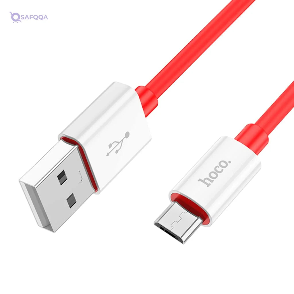 Hoco X87 - Magic Silicone Charging And Data Transmittion Cable (2.4A - 1M), USB-A To Micro-USB Plug, Compatible With Samsung Huawei Xiaomi Oppo - Safqqa