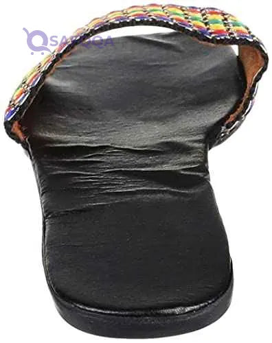 OX Faux Leather Multicolor Slides OX0011 For women - Safqqa