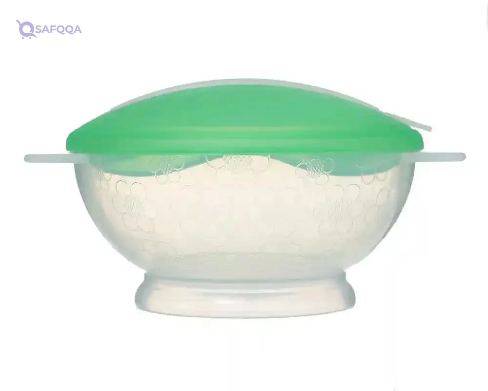 Plastic Food Set with Lid for Kids – 2 Pieces (Plate + Spoon) - Safqqa