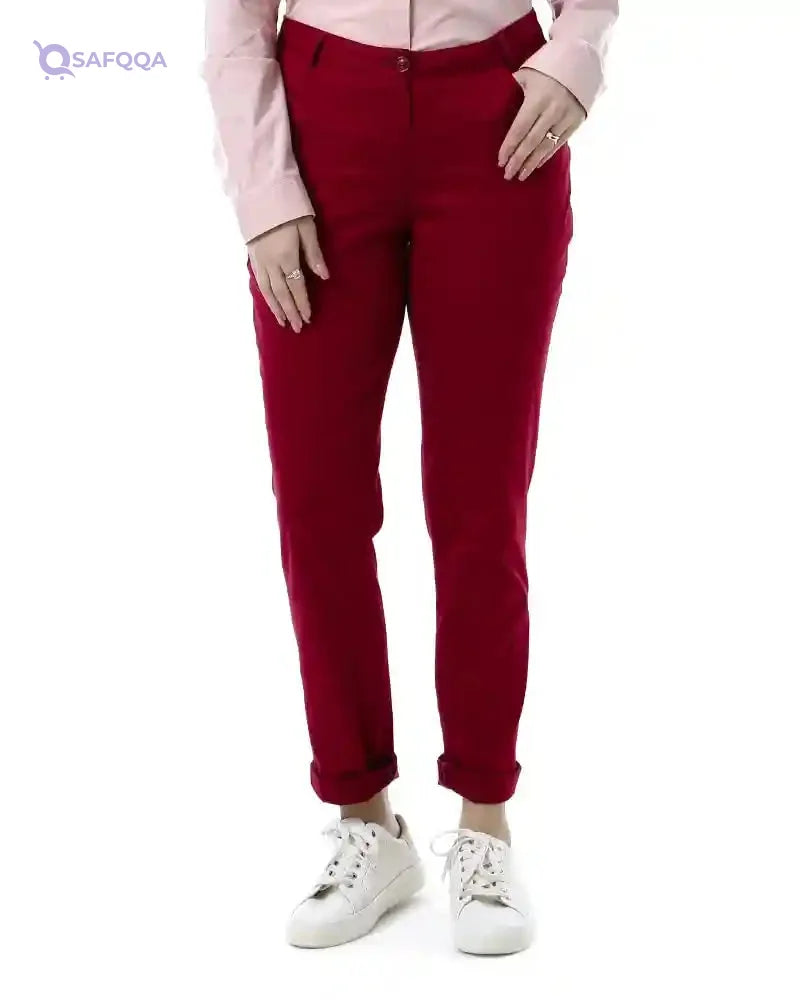 Esla Women's Slim-Leg Solid Casual Pants - Safqqa Egypt